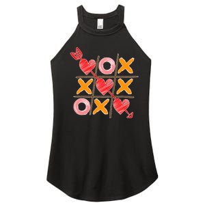 Cute Valentine Boy Girl Tic Tac Toe Hearts Win Women's Perfect Tri Rocker Tank