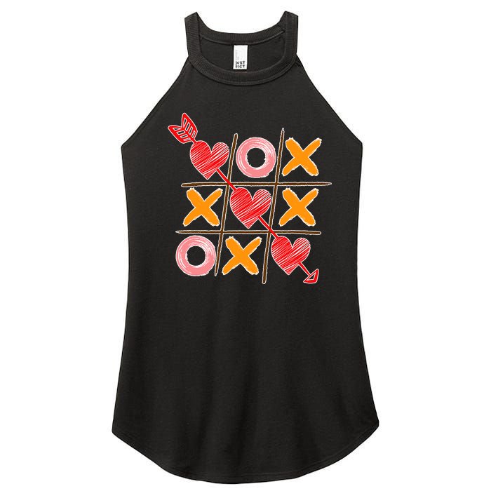 Cute Valentine Boy Girl Tic Tac Toe Hearts Win Women's Perfect Tri Rocker Tank