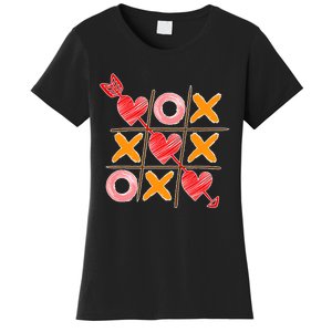 Cute Valentine Boy Girl Tic Tac Toe Hearts Win Women's T-Shirt