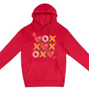 Cute Valentine Boy Girl Tic Tac Toe Hearts Win Premium Pullover Hoodie