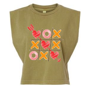 Cute Valentine Boy Girl Tic Tac Toe Hearts Win Garment-Dyed Women's Muscle Tee