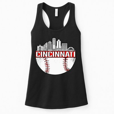 Cincinnati Vintage Baseball Distressed Gameday Retro Womens Tank Top