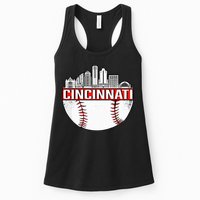 Cincinnati Vintage Baseball Distressed Gameday Retro Womens Tank Top