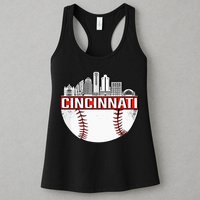 Cincinnati Vintage Baseball Distressed Gameday Retro Womens Tank Top