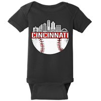 Cincinnati Vintage Baseball Distressed Gameday Retro Baby Bodysuit