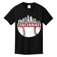 Cincinnati Vintage Baseball Distressed Gameday Retro Kids T-Shirt
