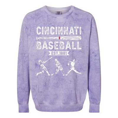 Cincinnati Vintage Baseball Lover Colorblast Crewneck Sweatshirt