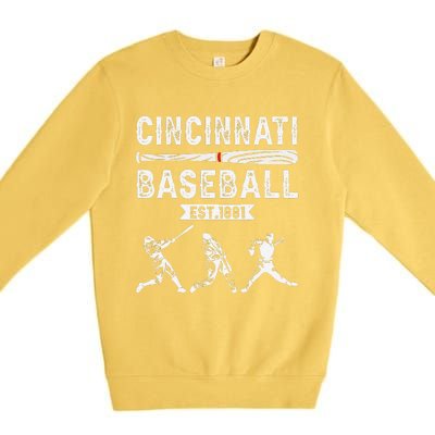 Cincinnati Vintage Baseball Lover Premium Crewneck Sweatshirt