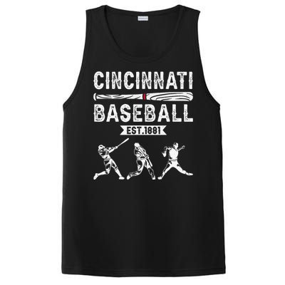 Cincinnati Vintage Baseball Lover PosiCharge Competitor Tank