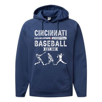 Cincinnati Vintage Baseball Lover Performance Fleece Hoodie