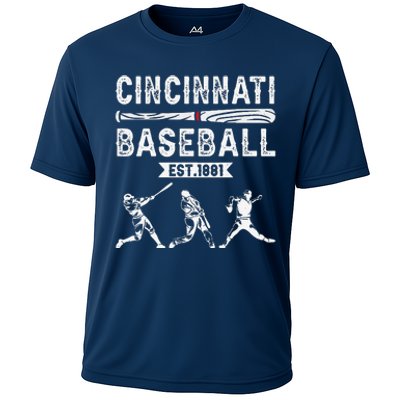 Cincinnati Vintage Baseball Lover Cooling Performance Crew T-Shirt