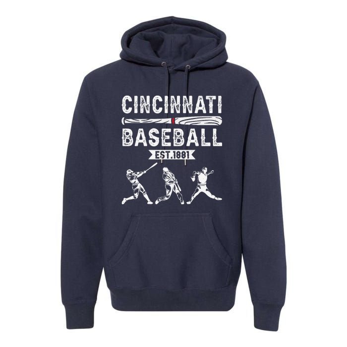 Cincinnati Vintage Baseball Lover Premium Hoodie