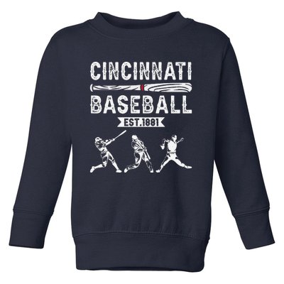 Cincinnati Vintage Baseball Lover Toddler Sweatshirt