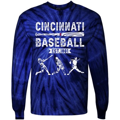 Cincinnati Vintage Baseball Lover Tie-Dye Long Sleeve Shirt