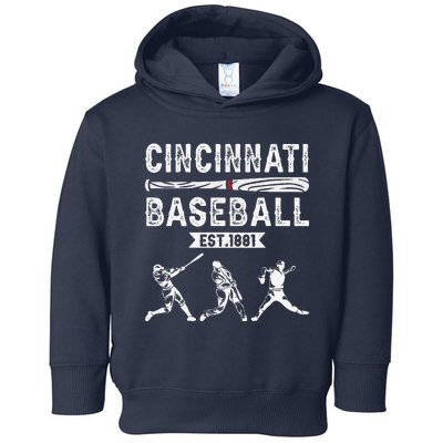 Cincinnati Vintage Baseball Lover Toddler Hoodie