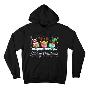 Christmas Volleyball Ball Santa Hat Funny Sport Xmas Hoodie