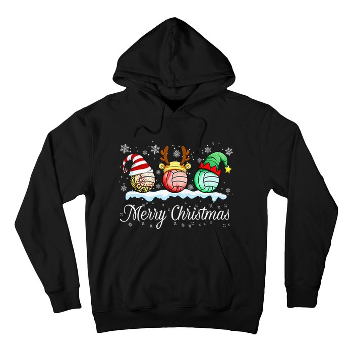 Christmas Volleyball Ball Santa Hat Funny Sport Xmas Hoodie