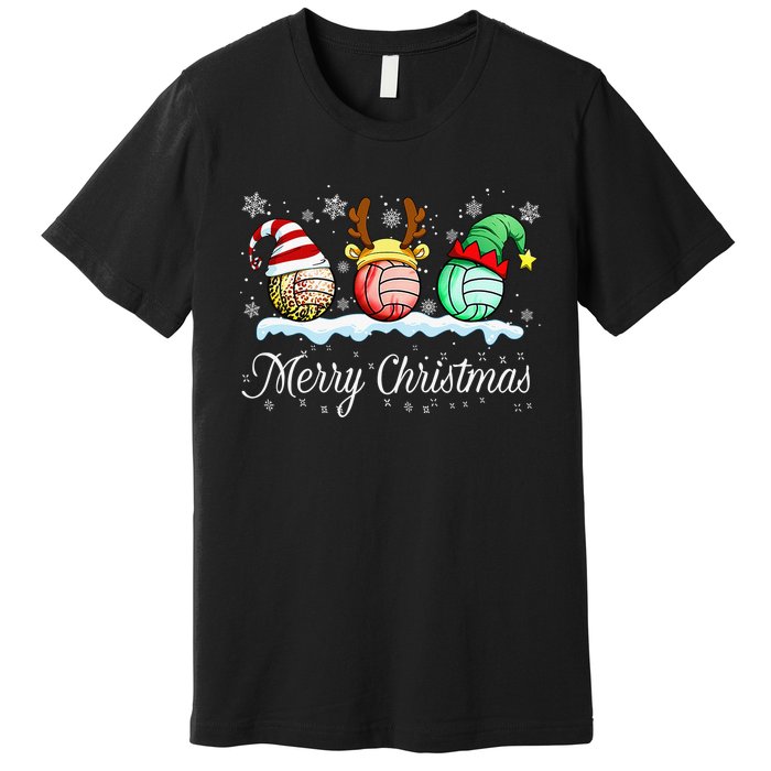 Christmas Volleyball Ball Santa Hat Funny Sport Xmas Premium T-Shirt