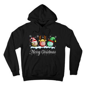 Christmas Volleyball Ball Santa Hat Funny Sport Xmas Tall Hoodie