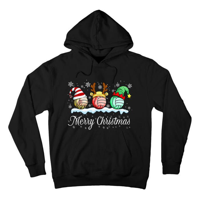 Christmas Volleyball Ball Santa Hat Funny Sport Xmas Tall Hoodie