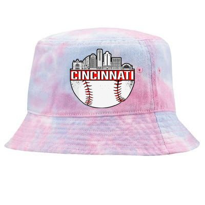 Cincinnati Vintage Baseball Distressed Retro Tie-Dyed Bucket Hat