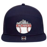 Cincinnati Vintage Baseball Distressed Retro 7 Panel Mesh Trucker Snapback Hat