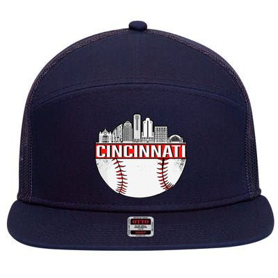 Cincinnati Vintage Baseball Distressed Retro 7 Panel Mesh Trucker Snapback Hat