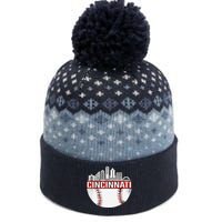 Cincinnati Vintage Baseball Distressed Retro The Baniff Cuffed Pom Beanie