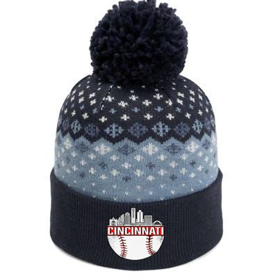 Cincinnati Vintage Baseball Distressed Retro The Baniff Cuffed Pom Beanie