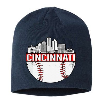 Cincinnati Vintage Baseball Distressed Retro Sustainable Beanie