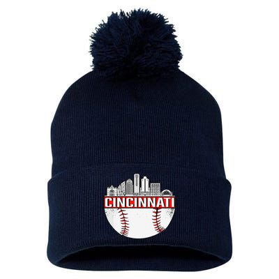 Cincinnati Vintage Baseball Distressed Retro Pom Pom 12in Knit Beanie