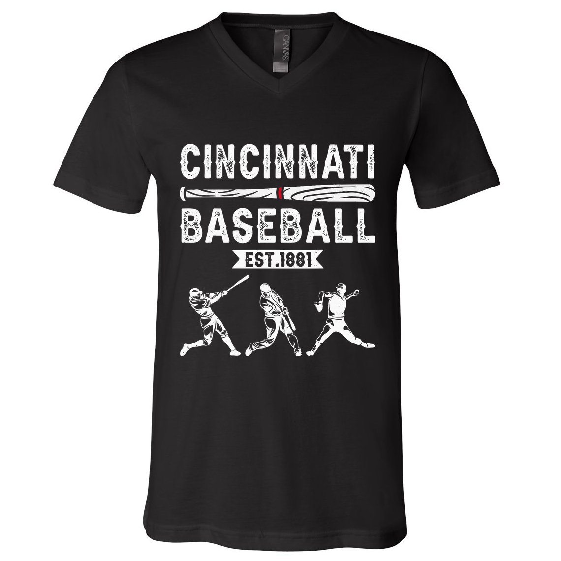Cincinnati Vintage Baseball Lover V-Neck T-Shirt
