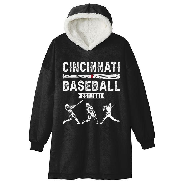 Cincinnati Vintage Baseball Lover Hooded Wearable Blanket