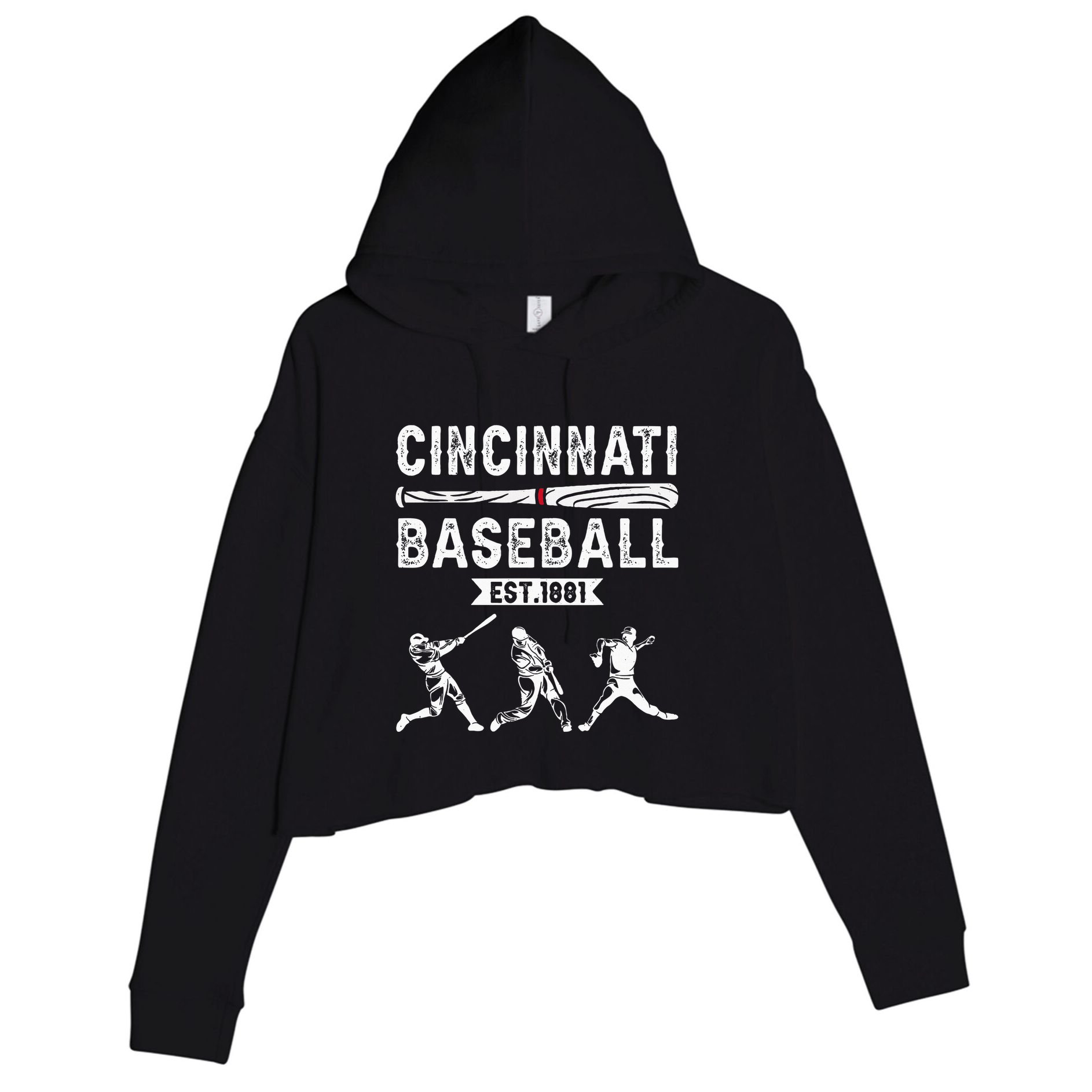 Cincinnati Vintage Baseball Lover Crop Fleece Hoodie