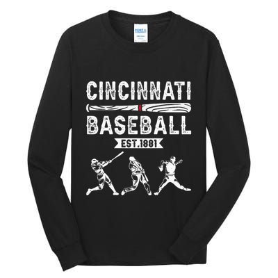 Cincinnati Vintage Baseball Lover Tall Long Sleeve T-Shirt