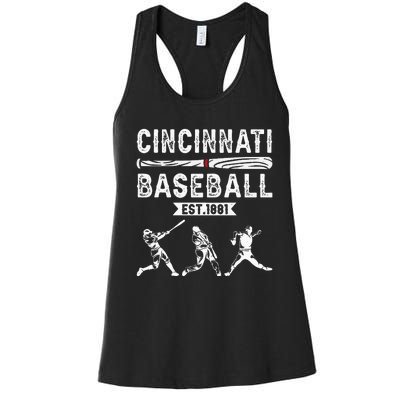 Cincinnati Vintage Baseball Lover Women's Racerback Tank