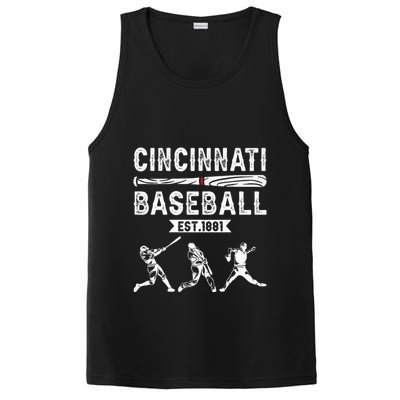 Cincinnati Vintage Baseball Lover PosiCharge Competitor Tank