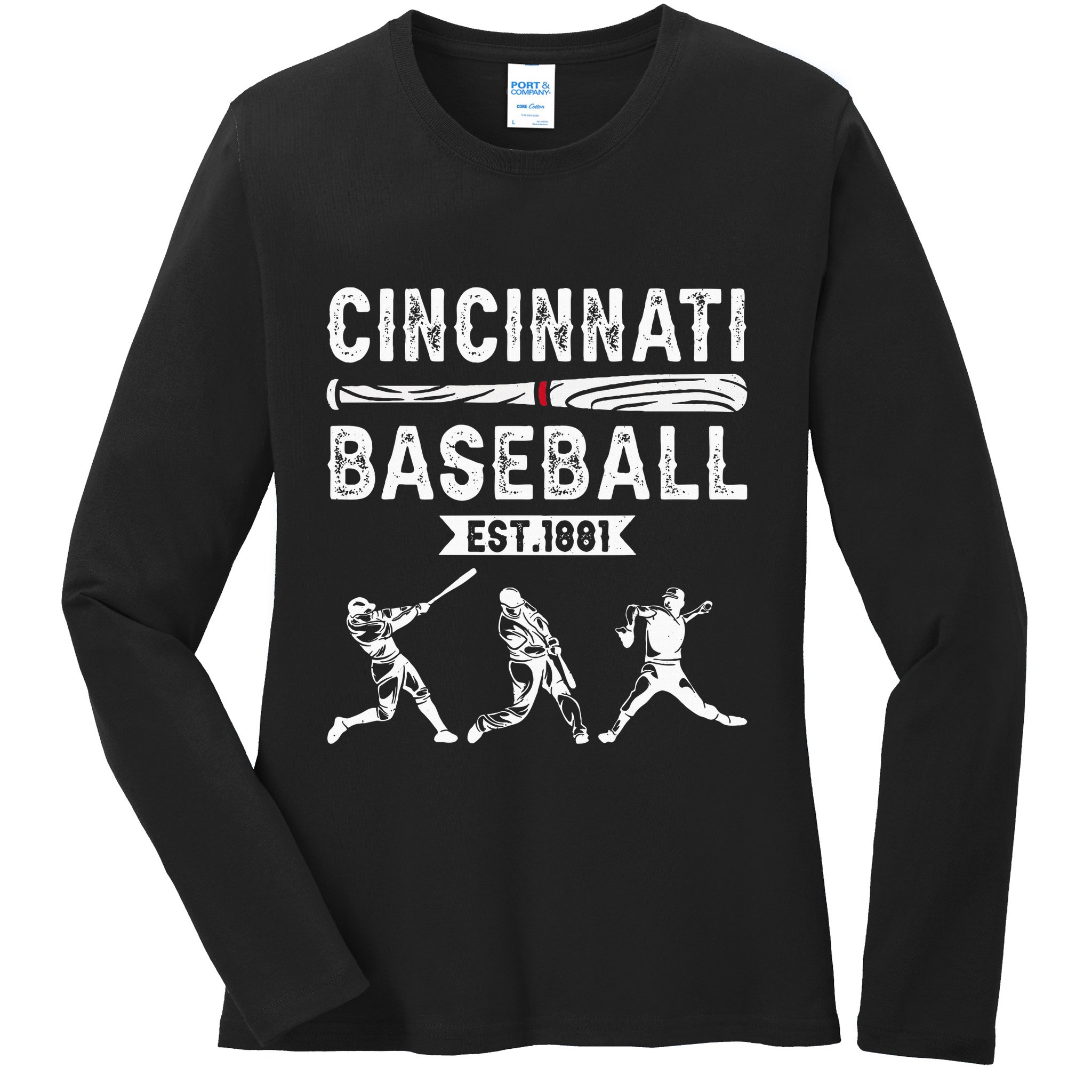 Cincinnati Vintage Baseball Lover Ladies Long Sleeve Shirt