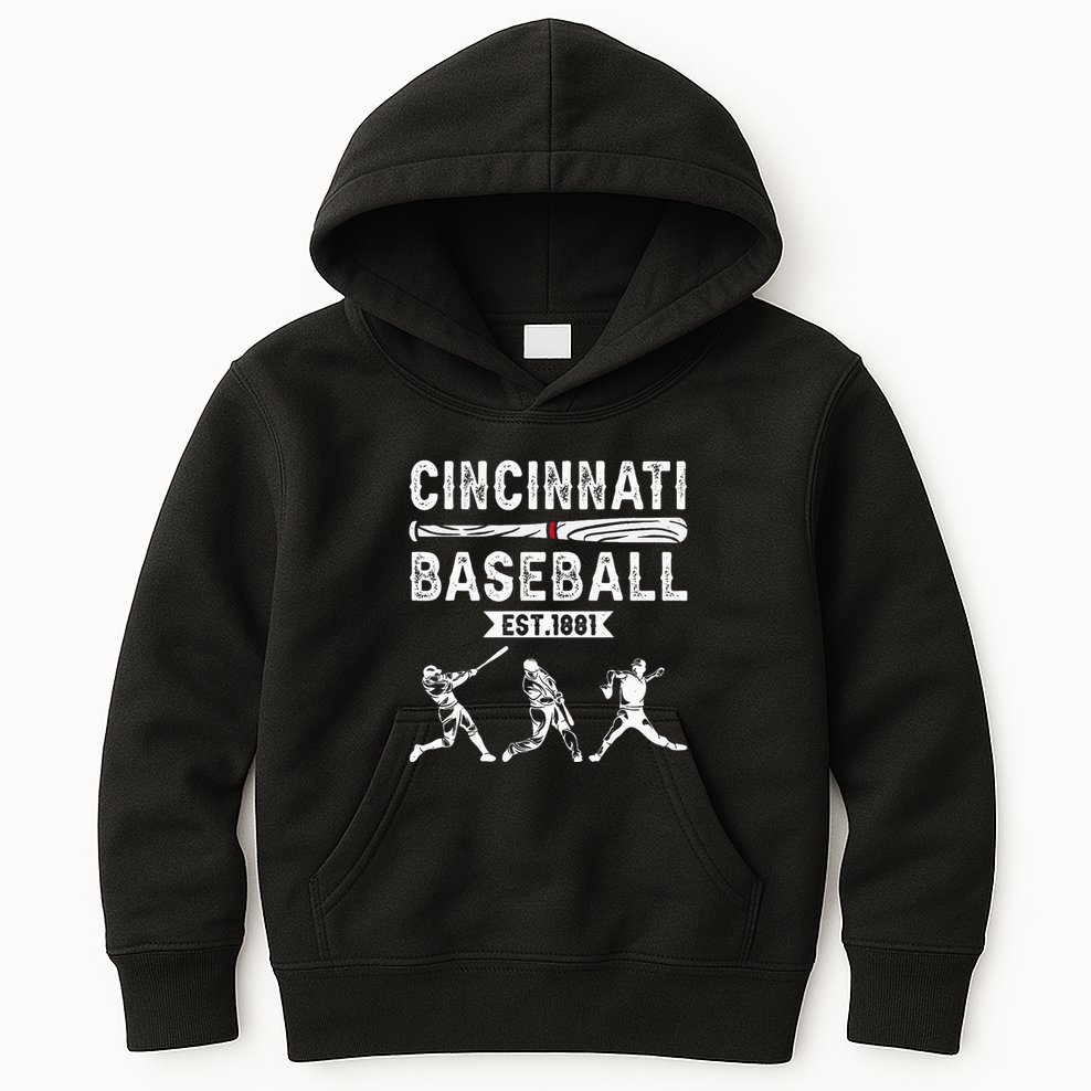 Cincinnati Vintage Baseball Lover Kids Hoodie
