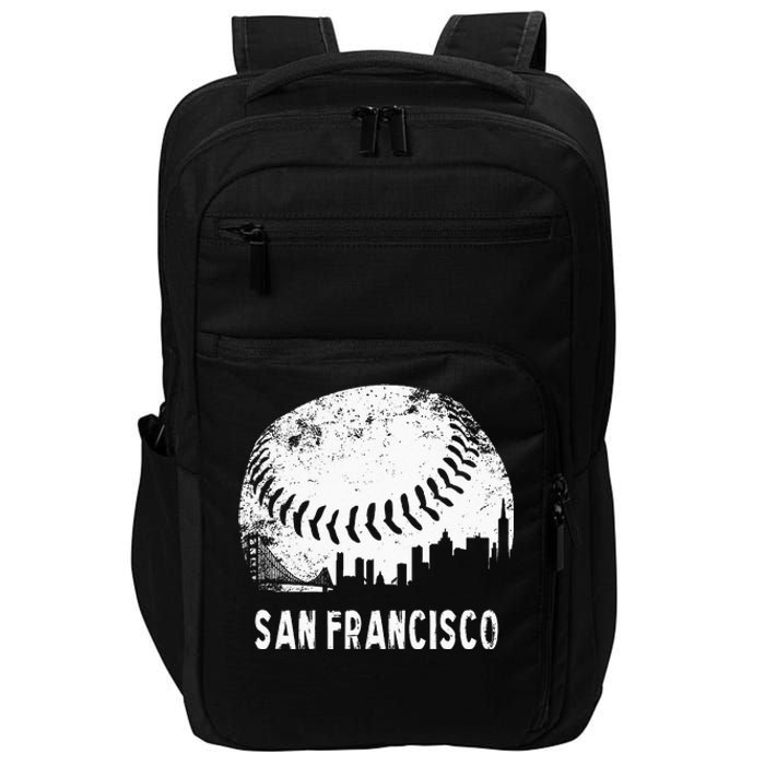 Cool Vintage Baseball San Francisco City Skyline Building SF Impact Tech Backpack