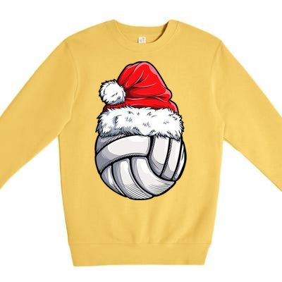 Christmas Volleyball Ball Santa Hat Funny Sport Xmas Premium Crewneck Sweatshirt