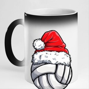 Christmas Volleyball Ball Santa Hat Funny Sport Xmas 11oz Black Color Changing Mug