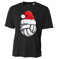 Christmas Volleyball Ball Santa Hat Funny Sport Xmas Cooling Performance Crew T-Shirt