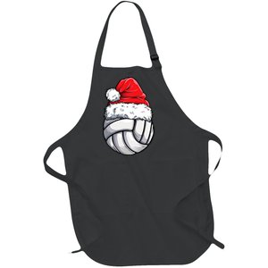 Christmas Volleyball Ball Santa Hat Funny Sport Xmas Full-Length Apron With Pockets