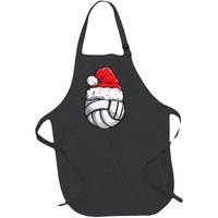 Christmas Volleyball Ball Santa Hat Funny Sport Xmas Full-Length Apron With Pockets