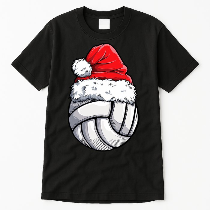 Christmas Volleyball Ball Santa Hat Funny Sport Xmas Tall T-Shirt