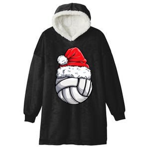 Christmas Volleyball Ball Santa Hat Funny Sport Xmas Hooded Wearable Blanket