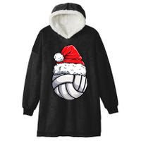 Christmas Volleyball Ball Santa Hat Funny Sport Xmas Hooded Wearable Blanket