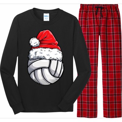 Christmas Volleyball Ball Santa Hat Funny Sport Xmas Long Sleeve Pajama Set