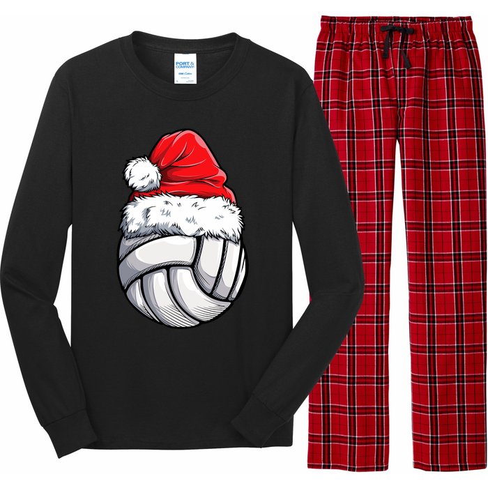 Christmas Volleyball Ball Santa Hat Funny Sport Xmas Long Sleeve Pajama Set